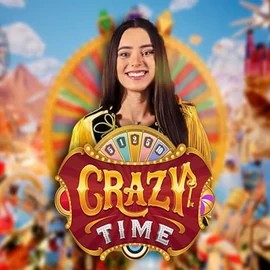 Crazy Time slot visual from Evolution available on spindogonline.com
